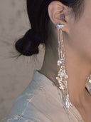 prestashop:1:2842:9871 | Silver misty tobacco leaf long earring - single