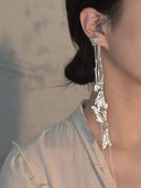 prestashop:1:2842:9873 | Silver misty tobacco leaf long earring - single