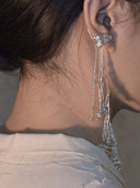 prestashop:1:2842:9874 | Silver misty tobacco leaf long earring - single
