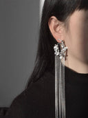 prestashop:1:2844:14938 | Silver moon embracing flower branch stud long earring - single