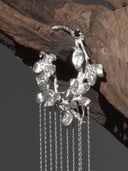 prestashop:1:2844:14939 | Silver moon embracing flower branch stud long earring - single