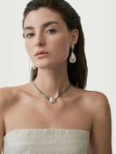 prestashop:1:2868:9815 | White Pleated Shell Drop Stud Earrings