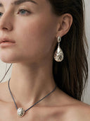 prestashop:1:2868:9820 | White Pleated Shell Drop Stud Earrings