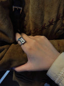 prestashop:1:2988:10367 | Silver Engraved Crystal Ring - Black