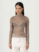 prestashop:1:3173:15687 | Brown Moonstone Print Ruffle Pleated Top