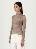 prestashop:1:3173:15688 | Brown Moonstone Print Ruffle Pleated Top