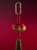 prestashop:1:3245:11450 | Red Walnut Leather Knot Glazed Green Tassel Bag Charm/Car Rearview Mirror Ornament