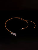 prestashop:1:3254:11482 | Khaki Mirror Moon Leather Cord  with White Gold Plating Necklace