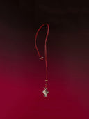 prestashop:1:3255:11486 | Red Mirror and Moon Leather Cord with White Gold Plating Necklace