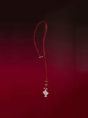 prestashop:1:3255:11489 | Red Mirror and Moon Leather Cord with White Gold Plating Necklace