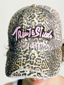 prestashop:1:3306:17195 | Brown Leopard Print Distressed Washed Embroidered Baseball Cap