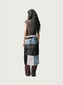 prestashop:1:3324:17183 | Black&White Ethnic&Vintage Print Pattern Panelled Silk Scarf