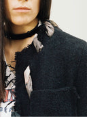 prestashop:1:3326:11322 | Black Printing Scarf Decorative Tweed Jacket