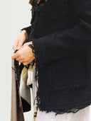 prestashop:1:3326:11323 | Black Printing Scarf Decorative Tweed Jacket