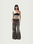 prestashop:1:3330:19315 | Grey Destruction Flare Loose Jeans