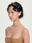 prestashop:1:3842:13067 | Silver & Gold Pearl Chain Square Floral Pendant Necklace