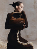 prestashop:1:3883:13115 | Dark Tea Brown Suede Shoulder Woven Bag