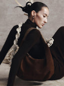 prestashop:1:3883:13117 | Dark Tea Brown Suede Shoulder Woven Bag