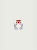 prestashop:1:3953:13395 | Silver Floral Inlaid Red Diamond Ear Cuff