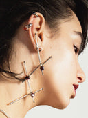 prestashop:1:3953:13396 | Silver Floral Inlaid Red Diamond Ear Cuff