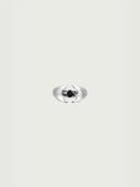 prestashop:1:3957:13390 | Silver Flower-Shaped Inlaid Black Diamond Open Ring