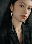 prestashop:1:3983:13538 | Silver Flowing Leaf Light Spot Earrings