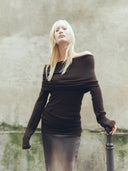 prestashop:1:4023:13965 | Soft Brown Off-Shoulder Knit Top