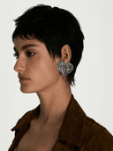 prestashop:1:4042:13361 | Silver Zip Up Peach Heart Flower Clip-on Earrings