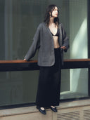prestashop:1:4199:20754 | Grey Oversize V-neck Blazer