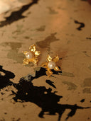 prestashop:1:4267:20856 | Gold Hydrangea Pearl Stud Earrings