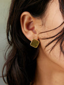 prestashop:1:4393:21375 | Gold Green Jade Persimmon Calyx Stud Earrings-Large