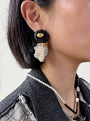 prestashop:1:4426:21634 | Black Handcrafted Faceted Leather Coral Earring-Single