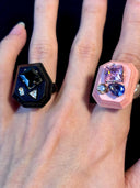 prestashop:1:4428:21632 | Black Handcrafted Faceted Leather Zircon & Black Crystal Ring