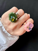 prestashop:1:4430:21623 | Green Handcrafted Faceted Leather Zircon Ring