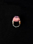 prestashop:1:4431:21615 | Pink Handcrafted Faceted Leather Zircon&Pearl Ring