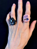 prestashop:1:4431:21619 | Pink Handcrafted Faceted Leather Zircon&Pearl Ring