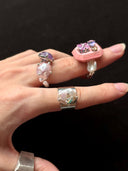 prestashop:1:4431:21620 | Pink Handcrafted Faceted Leather Zircon&Pearl Ring