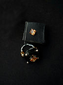 prestashop:1:4432:21613 | Black Handcrafted  Faceted Leather Zircon & Silver Bead Ring