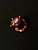 prestashop:1:4433:21610 | Red Handcrafted Faceted Leather Zircon & Silver Beaded Ring