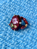 prestashop:1:4433:21611 | Red Handcrafted Faceted Leather Zircon & Silver Beaded Ring