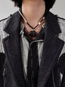 prestashop:1:4438:21989 | Black & White Faceted Leather Silver Bead Pearl Necklace