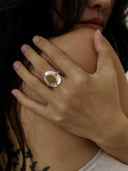 prestashop:1:4444:21818 | Silver Camel Leather Inlaid Oval Ring