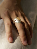 prestashop:1:4444:21819 | Silver Camel Leather Inlaid Oval Ring