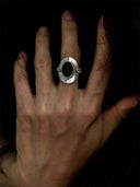 prestashop:1:4445:21815 | Silver Calf Leather Inlaid Oval Ring