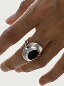 prestashop:1:4445:21816 | Silver Calf Leather Inlaid Oval Ring