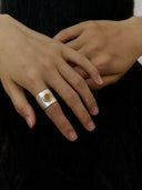 prestashop:1:4446:21813 | Silver Camel Leather Inlaid Wide Ring
