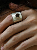 prestashop:1:4447:21809 | Silver Calf Leather Inlaid Wide Ring