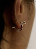 prestashop:1:4450:21797 | Silver Leather Inlaid Stud Earring-Single