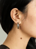 prestashop:1:4457:21765 | Silver Dark Brown Leather Line Inlaid Earrings