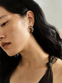 prestashop:1:4457:21767 | Silver Dark Brown Leather Line Inlaid Earrings